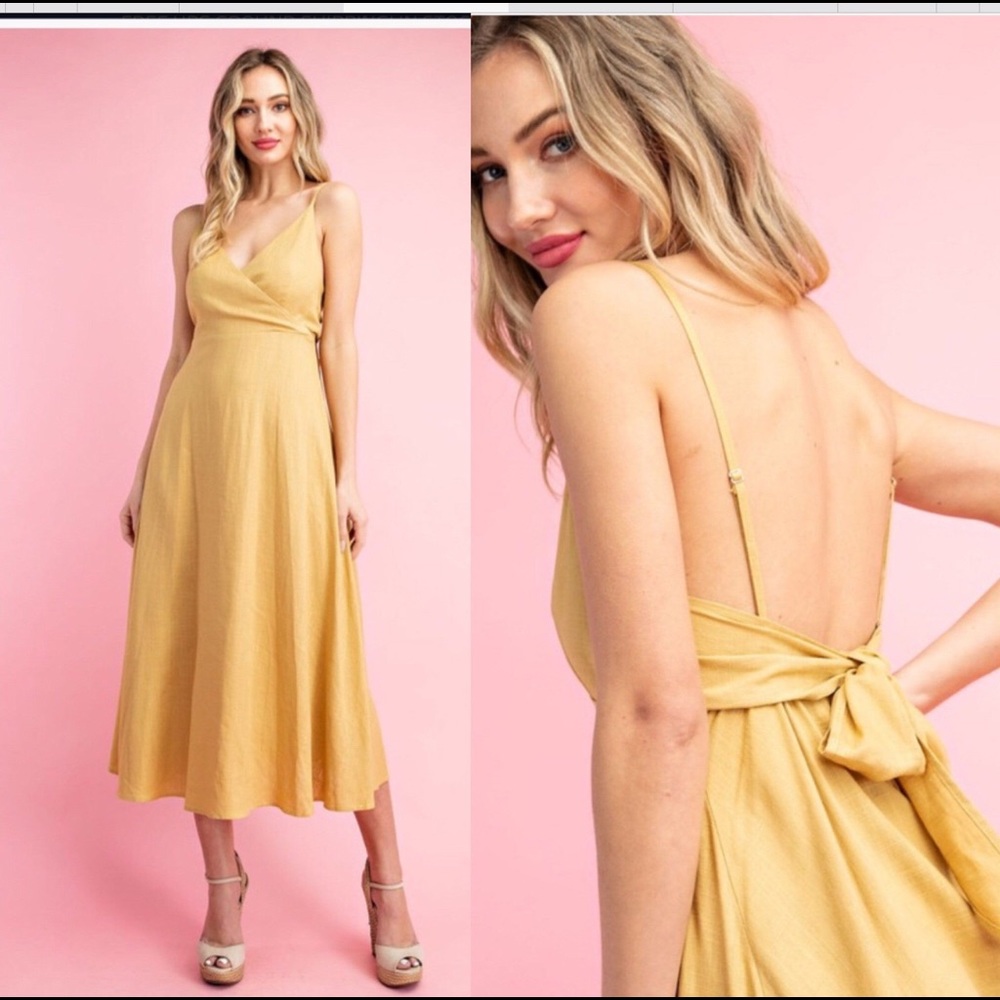 New Mustard Maxi Dresses Linen Blend!
